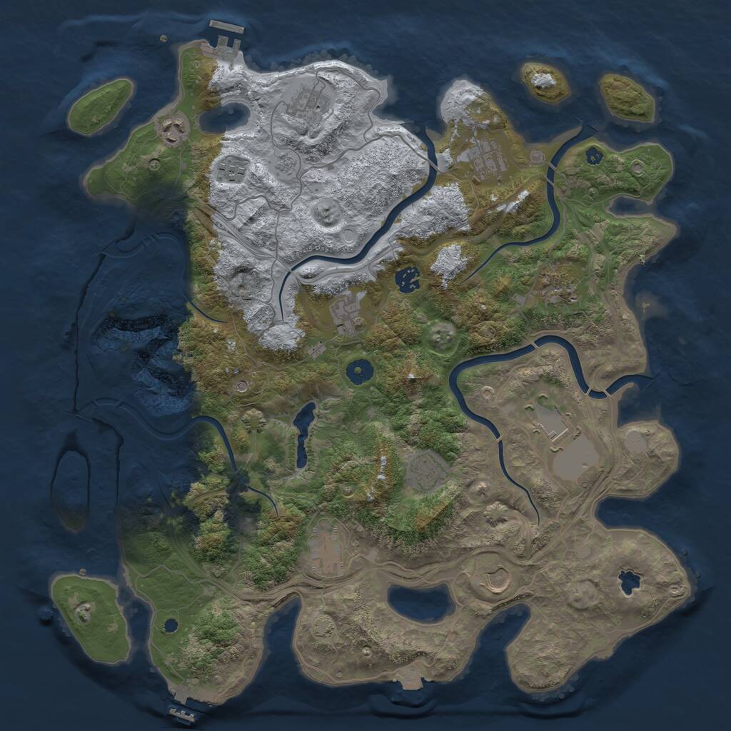 Rust Map: Procedural Map, Size: 4250, Seed: 540777796, 17 Monuments