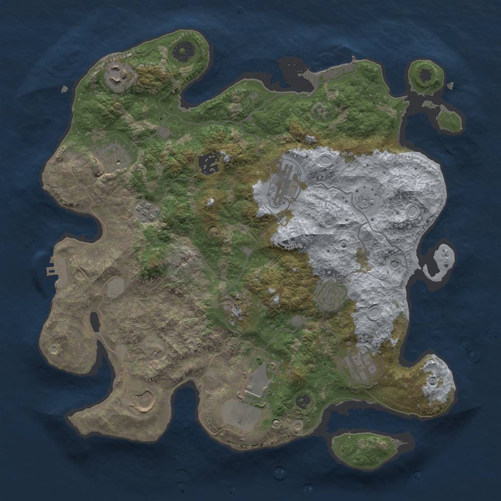 Rust Map: Procedural Map, Size: 3500, Seed: 64658755, 19 Monuments