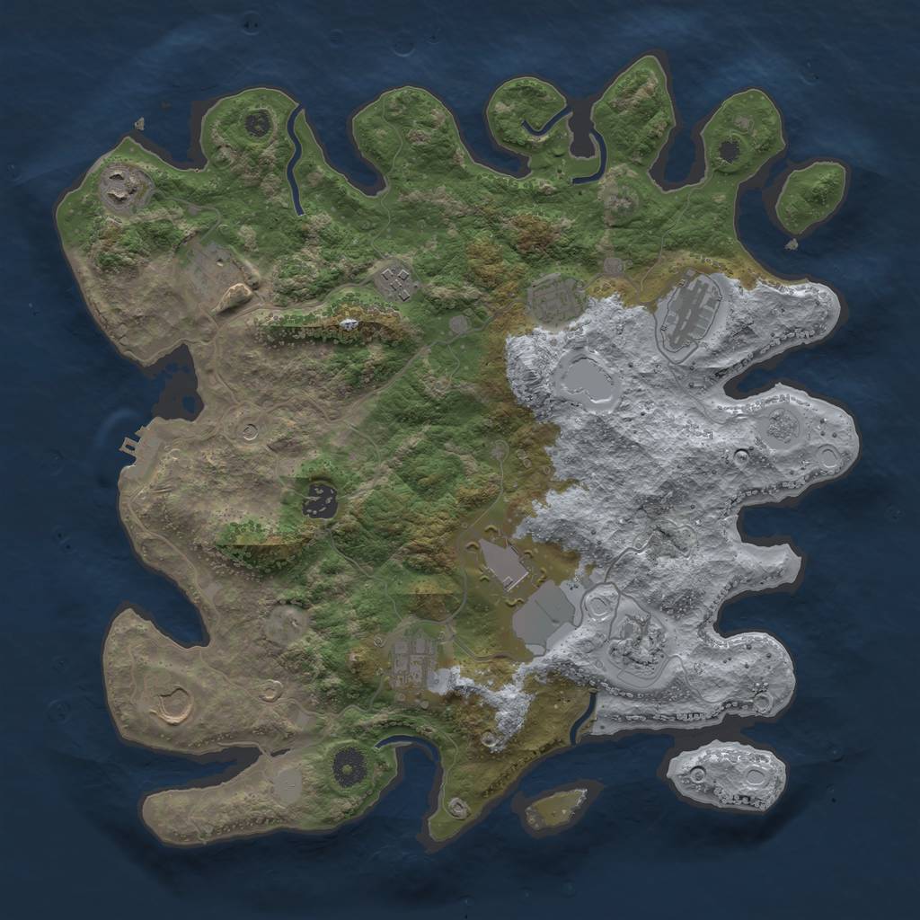 Rust Map: Procedural Map, Size: 3800, Seed: 847951823, 18 Monuments