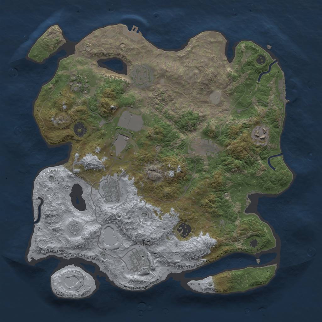 Rust Map: Procedural Map, Size: 3500, Seed: 2635267, 17 Monuments