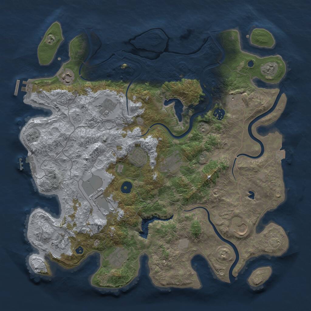 Rust Map: Procedural Map, Size: 4000, Seed: 7110, 17 Monuments