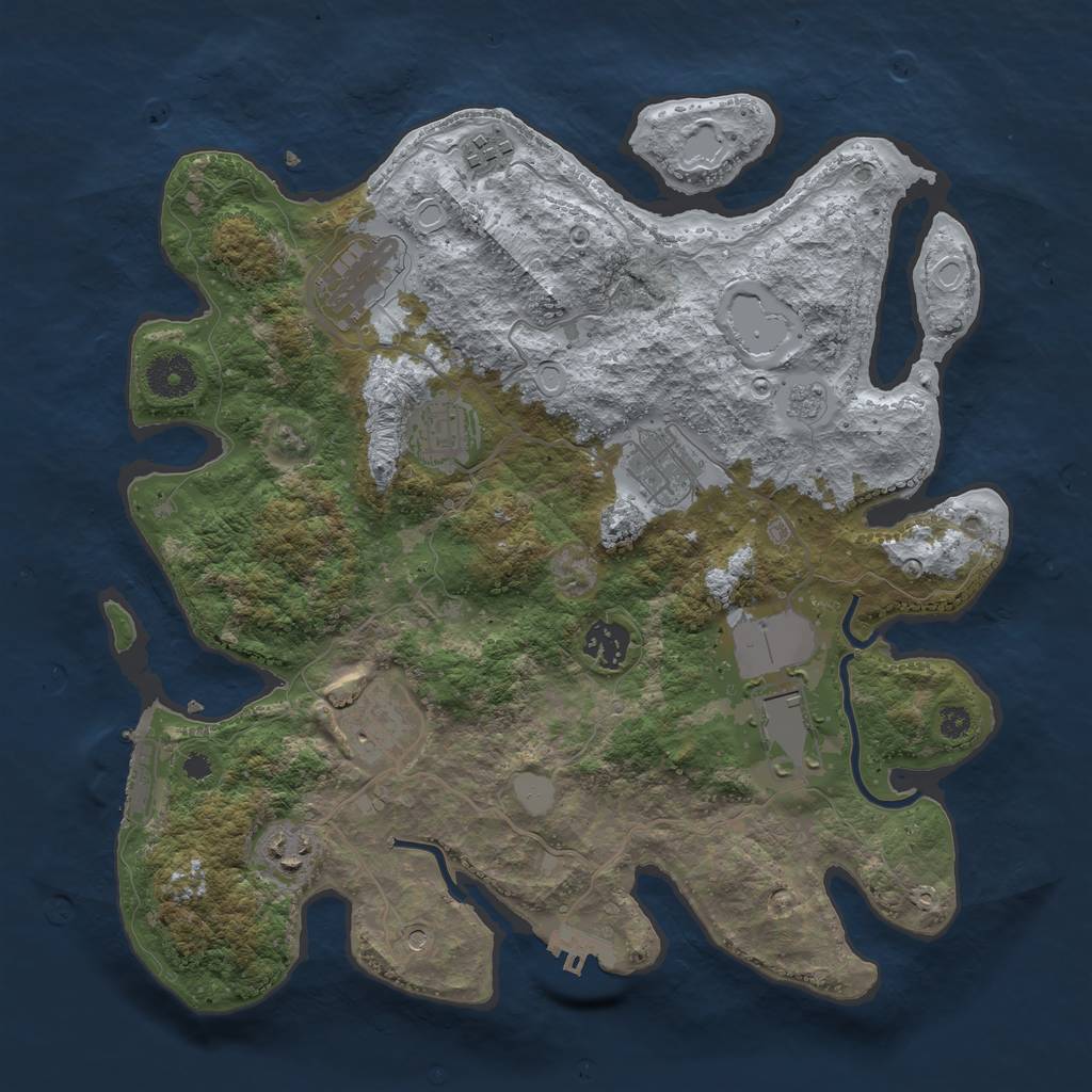 Rust Map: Procedural Map, Size: 3500, Seed: 38114157, 17 Monuments