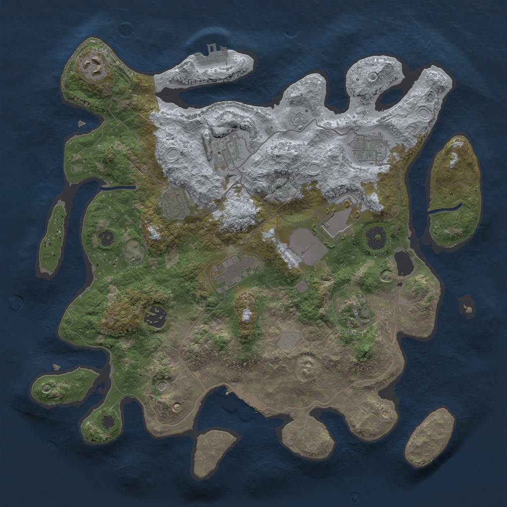 Rust Map: Procedural Map, Size: 3500, Seed: 88463728, 17 Monuments