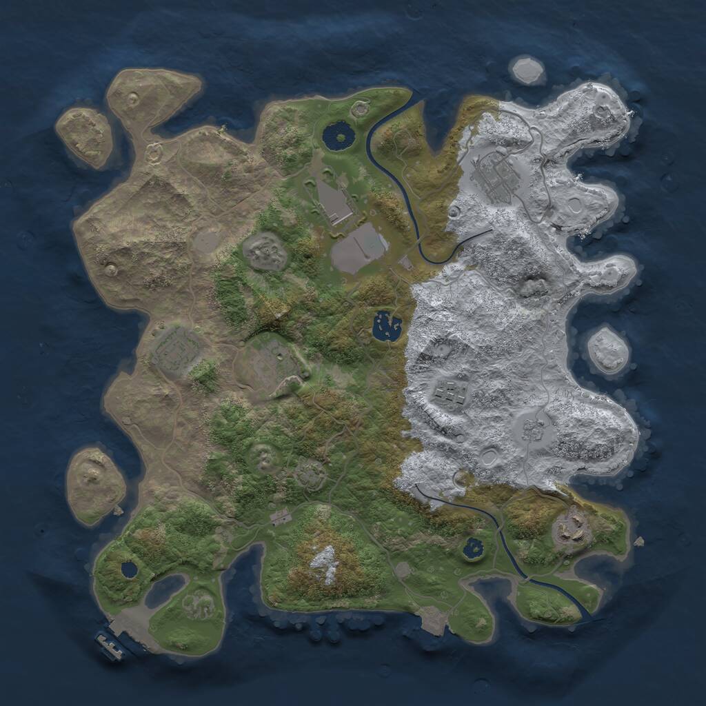 Rust Map: Procedural Map, Size: 3500, Seed: 80535310, 11 Monuments