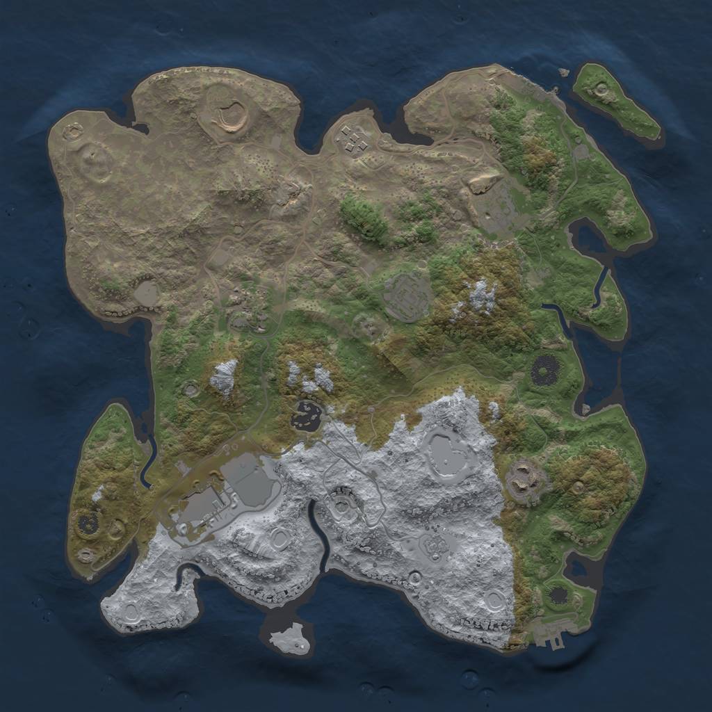 Rust Map: Procedural Map, Size: 3500, Seed: 55444283, 17 Monuments