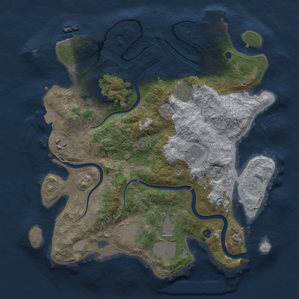 Rust Map: Procedural Map, Size: 3500, Seed: 98404573, 13 Monuments