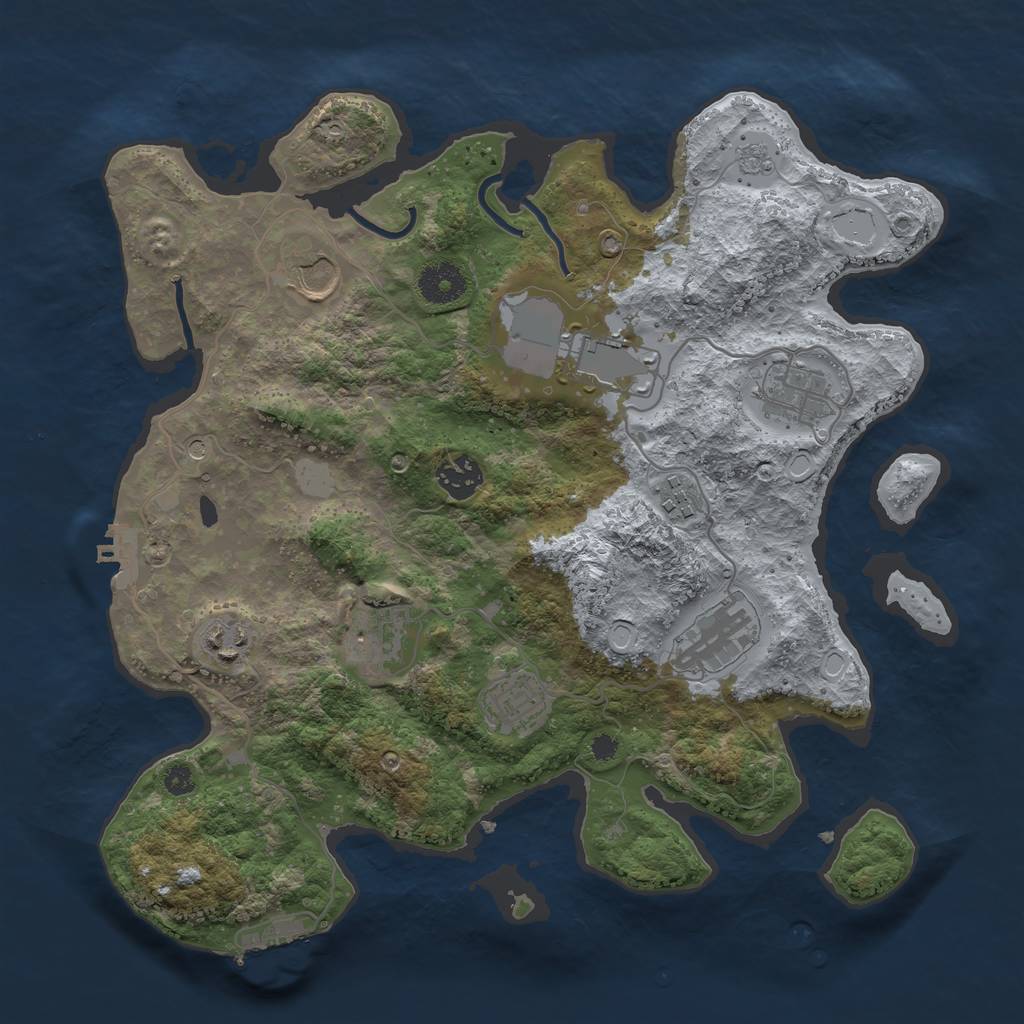 Rust Map: Procedural Map, Size: 3500, Seed: 1982952857, 18 Monuments