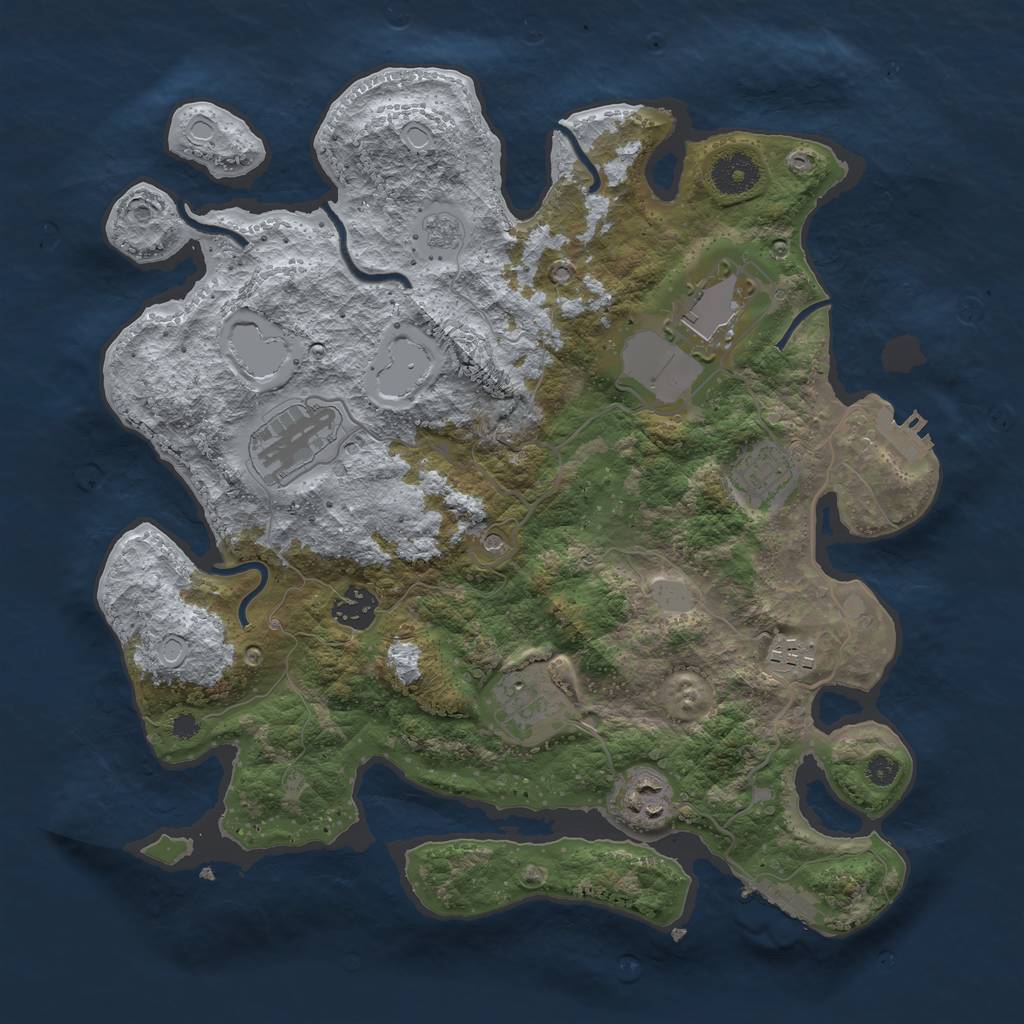 Rust Map: Procedural Map, Size: 3500, Seed: 24825575, 16 Monuments
