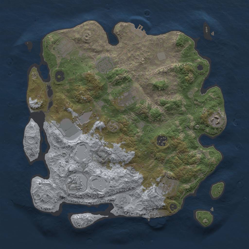 Rust Map: Procedural Map, Size: 3500, Seed: 11694875, 17 Monuments