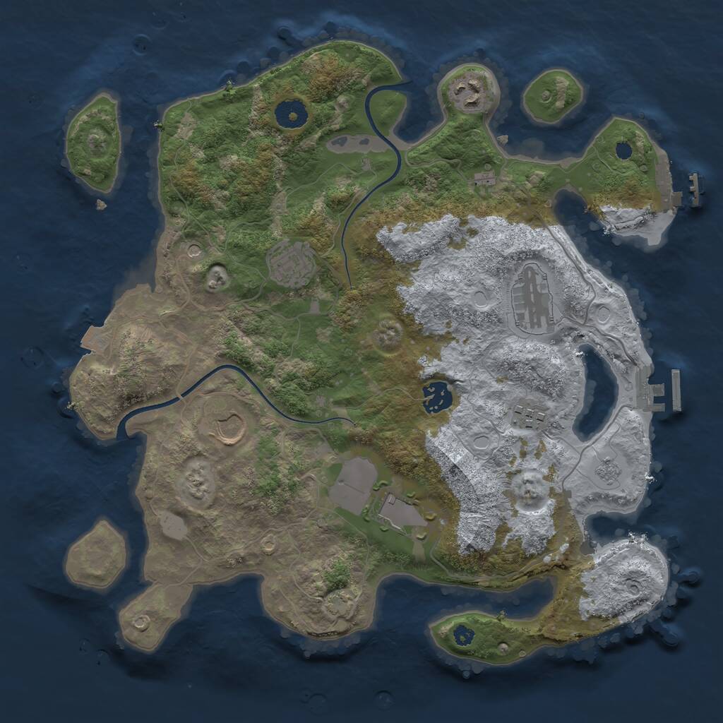 Rust Map: Procedural Map, Size: 3500, Seed: 26322071, 13 Monuments