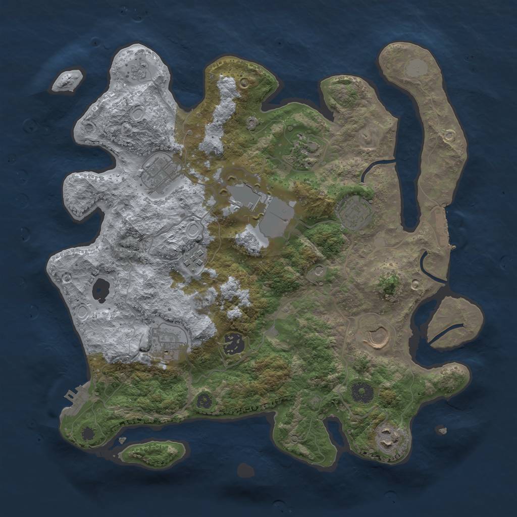 Rust Map: Procedural Map, Size: 3500, Seed: 28019273, 18 Monuments
