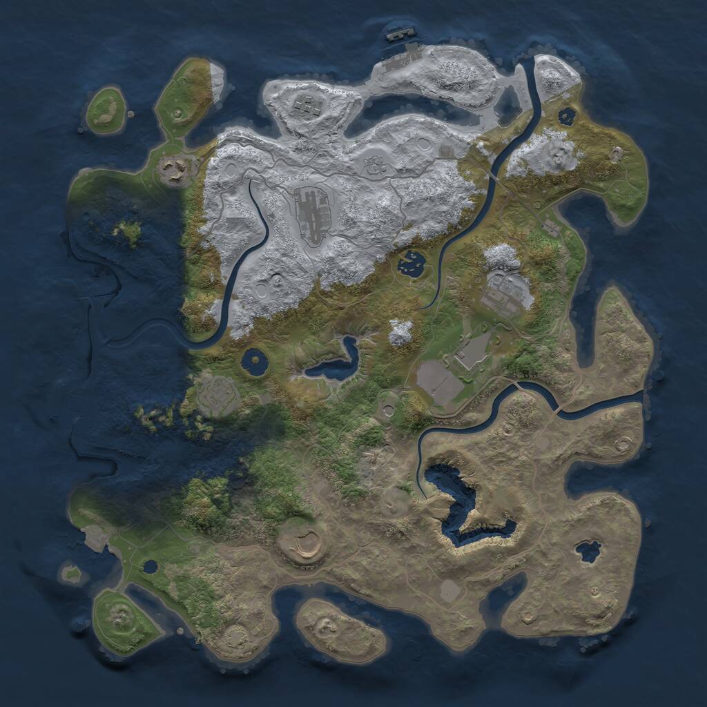 Rust Map: Procedural Map, Size: 4000, Seed: 1244200148, 14 Monuments