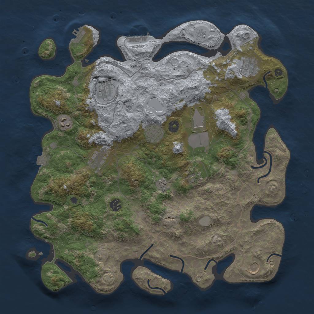 Rust Map: Procedural Map, Size: 4000, Seed: 1244200148, 18 Monuments