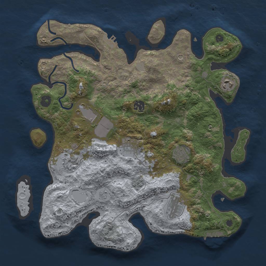 Rust Map: Procedural Map, Size: 3500, Seed: 81108662, 17 Monuments