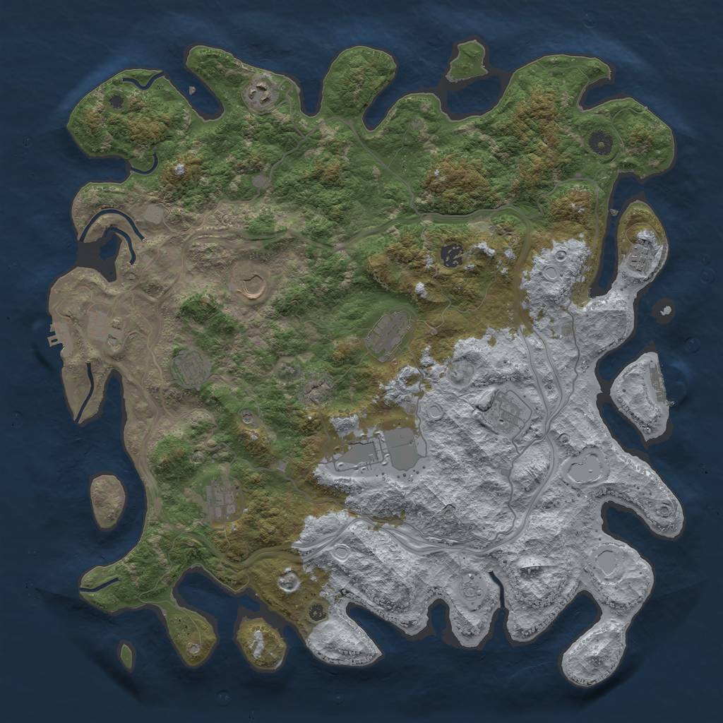 Rust Map: Procedural Map, Size: 4500, Seed: 546151112, 19 Monuments