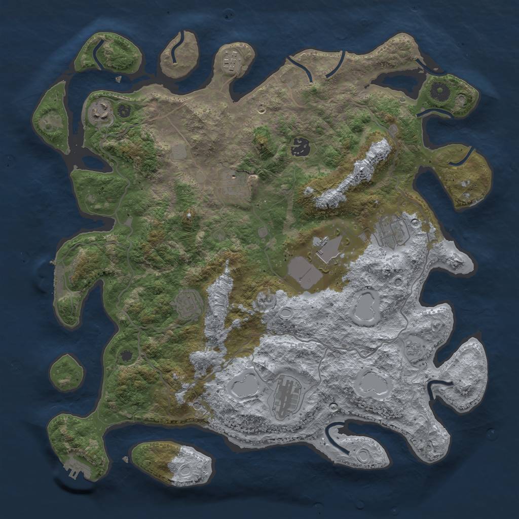 Rust Map: Procedural Map, Size: 4000, Seed: 1266362056, 17 Monuments
