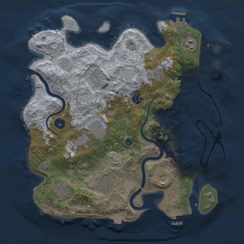 Rust Map: Procedural Map, Size: 3500, Seed: 1382878842, 15 Monuments