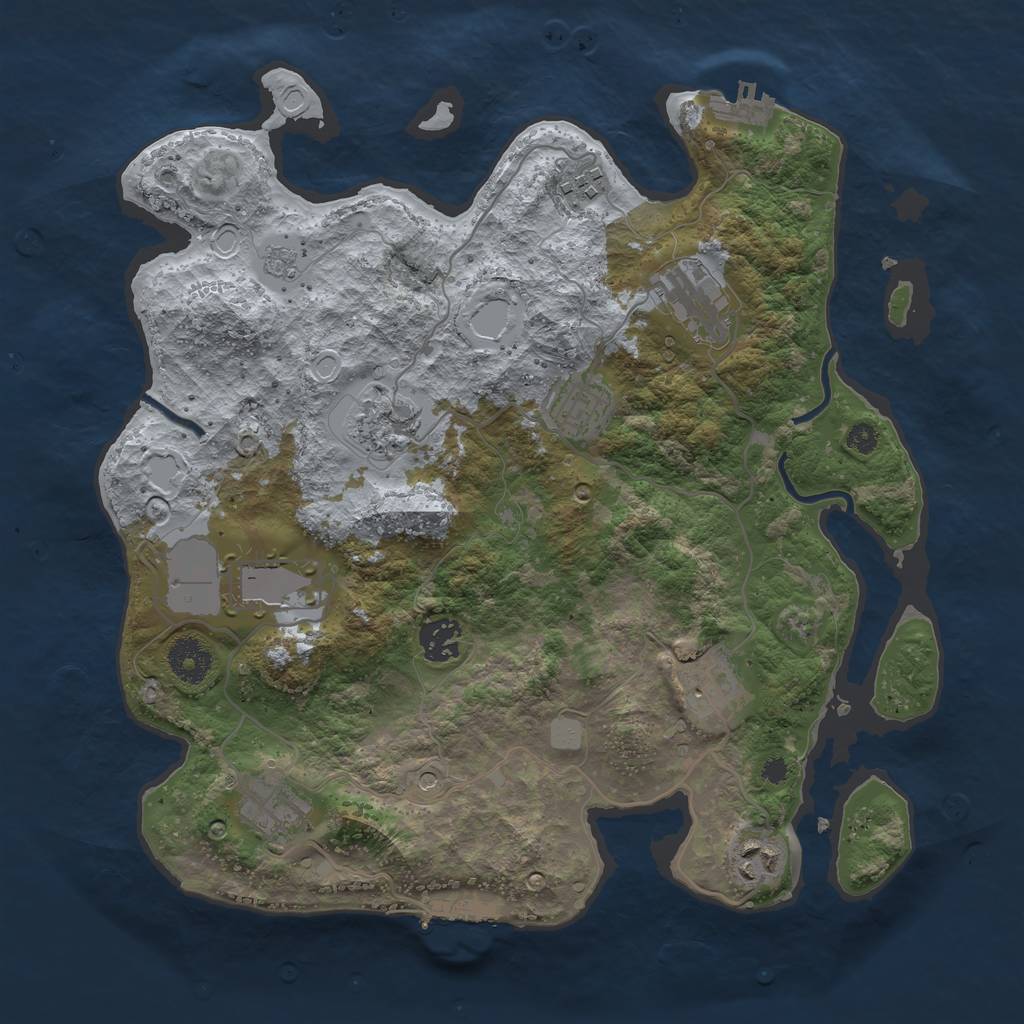Rust Map: Procedural Map, Size: 3500, Seed: 1382878842, 18 Monuments