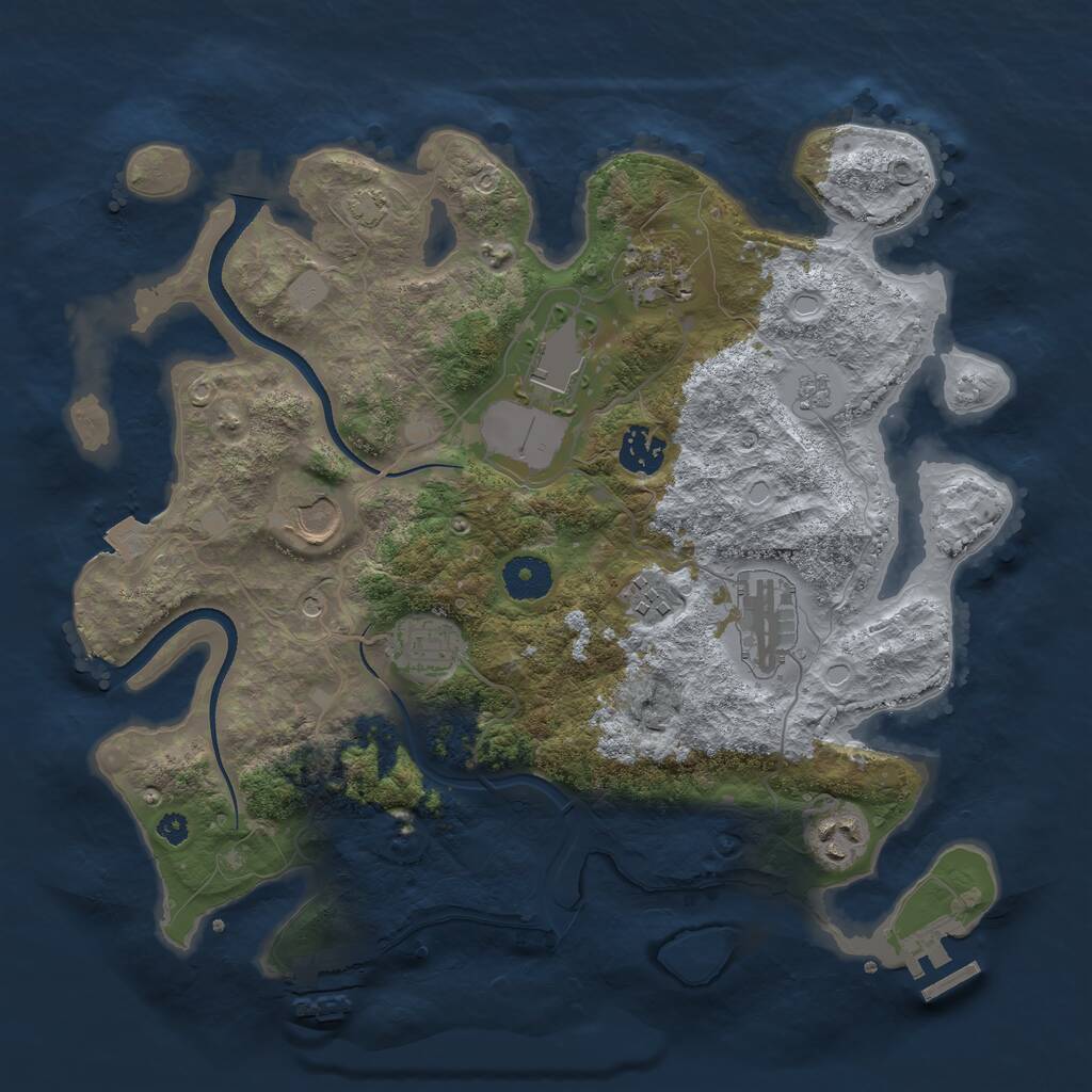 Rust Map: Procedural Map, Size: 3500, Seed: 30752522, 14 Monuments
