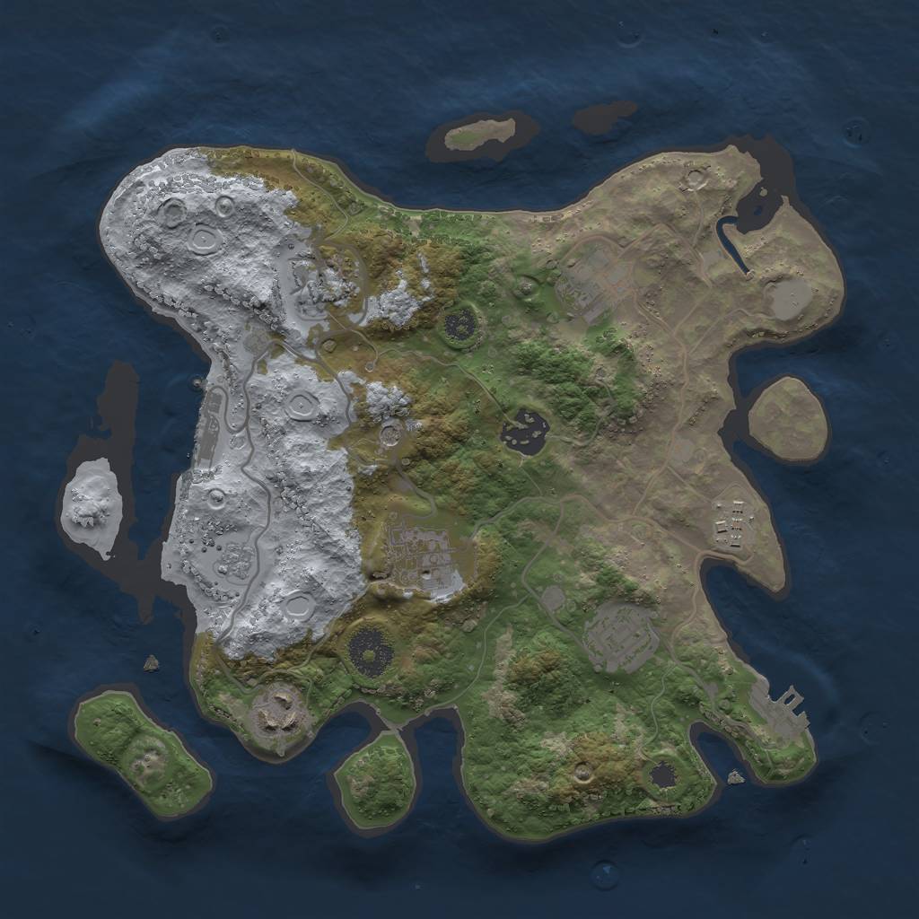 Rust Map: Procedural Map, Size: 3000, Seed: 71654, 16 Monuments