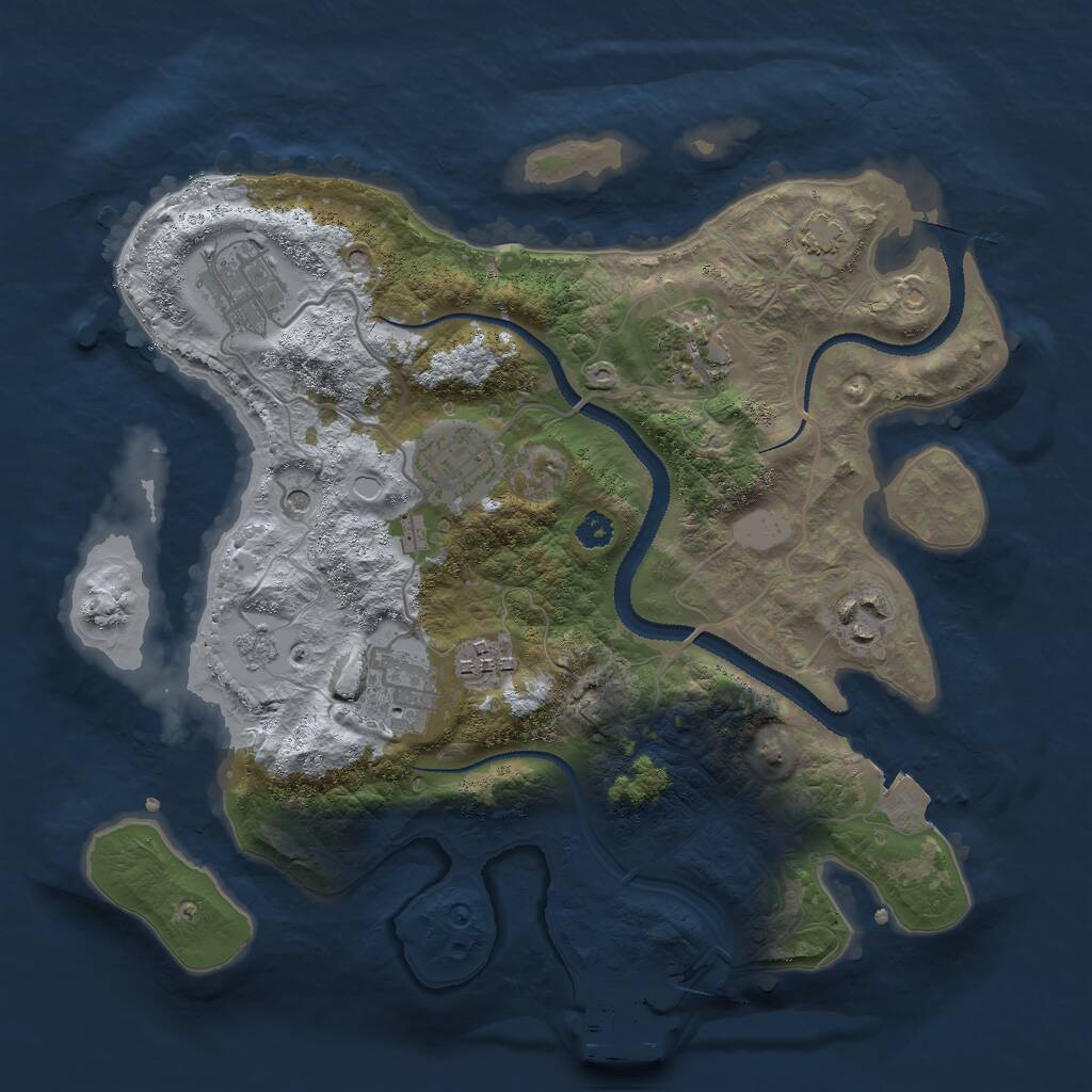 Rust Map: Procedural Map, Size: 3000, Seed: 71654, 11 Monuments