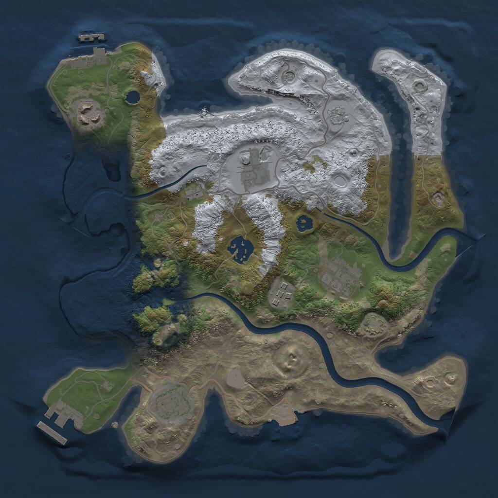 Rust Map: Procedural Map, Size: 3000, Seed: 2051436, 12 Monuments