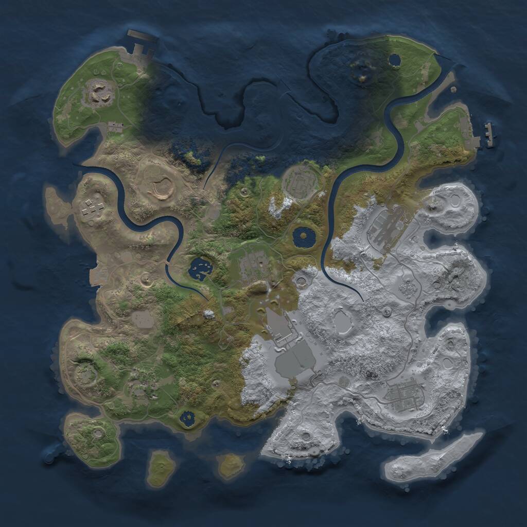 Rust Map: Procedural Map, Size: 3500, Seed: 42729054, 16 Monuments