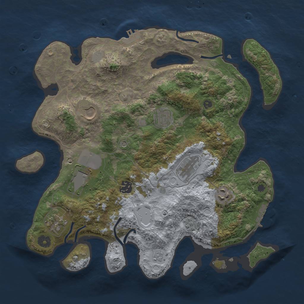 Rust Map: Procedural Map, Size: 3500, Seed: 13867027, 17 Monuments