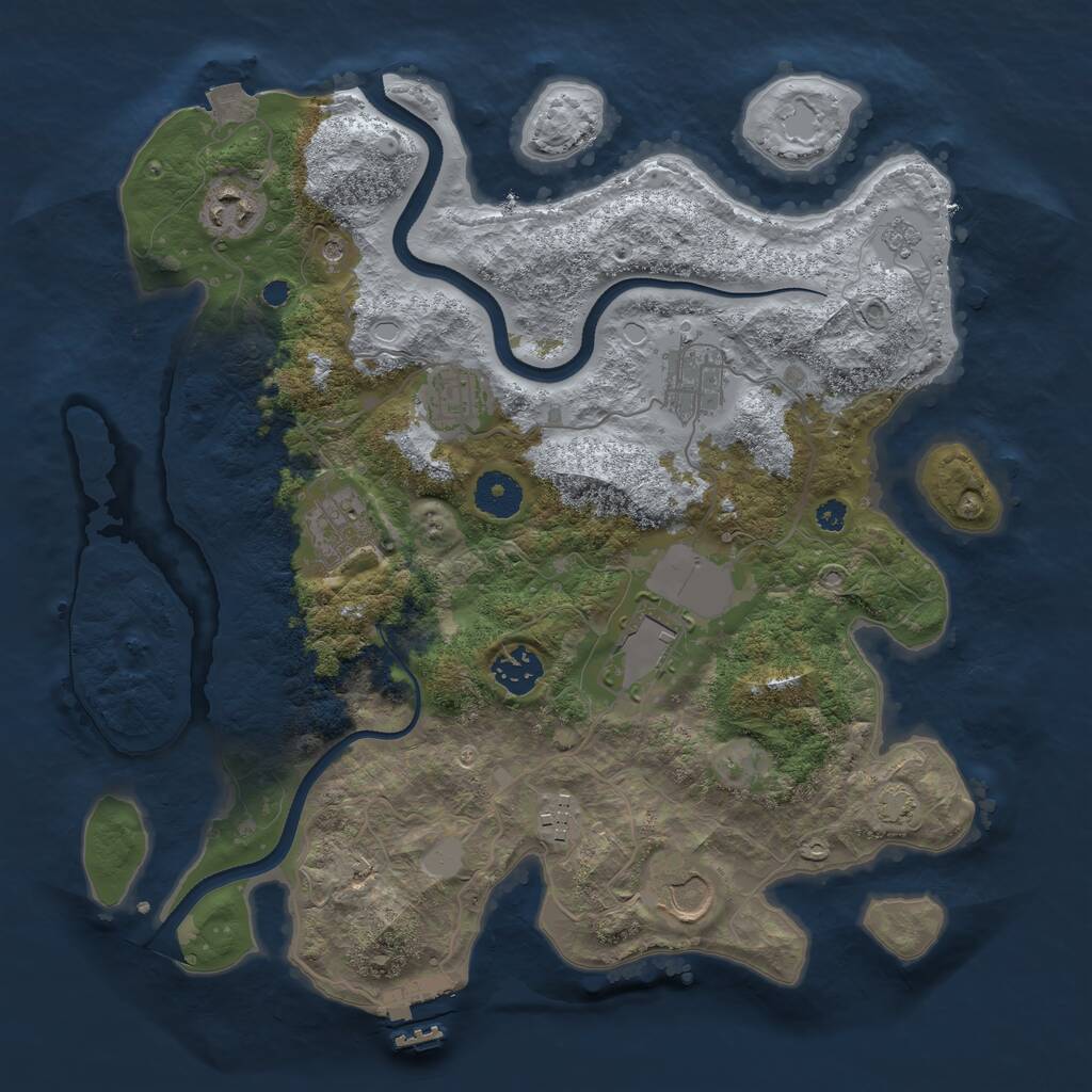 Rust Map: Procedural Map, Size: 3500, Seed: 74075857, 13 Monuments