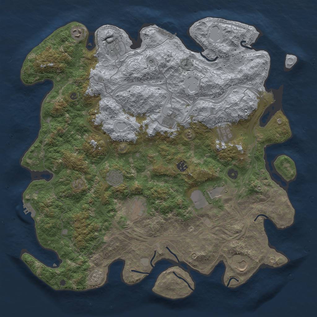 Rust Map: Procedural Map, Size: 4500, Seed: 63520845, 19 Monuments