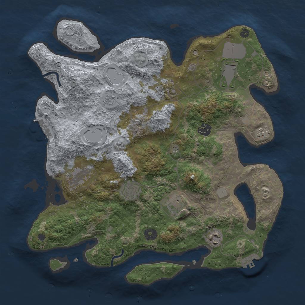 Rust Map: Procedural Map, Size: 3500, Seed: 48275562, 17 Monuments