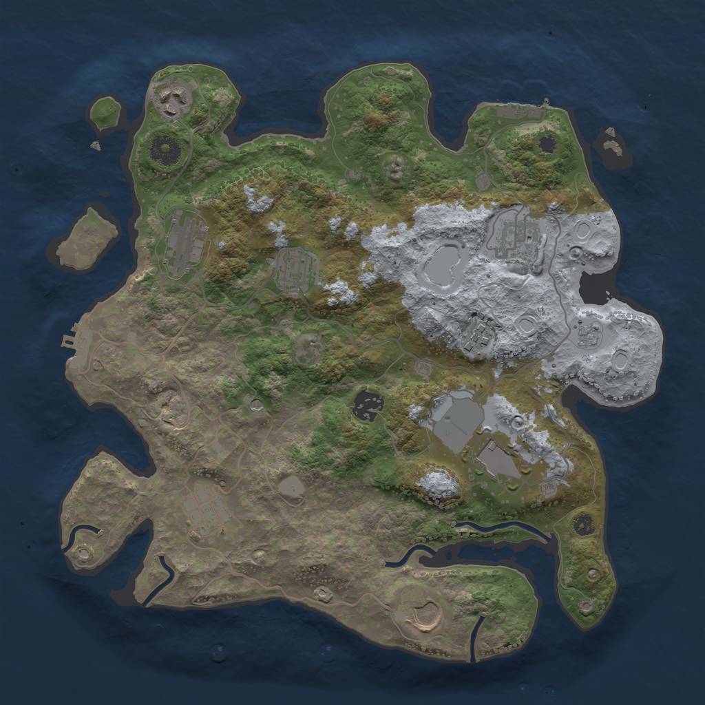Rust Map: Procedural Map, Size: 3500, Seed: 796755647, 18 Monuments