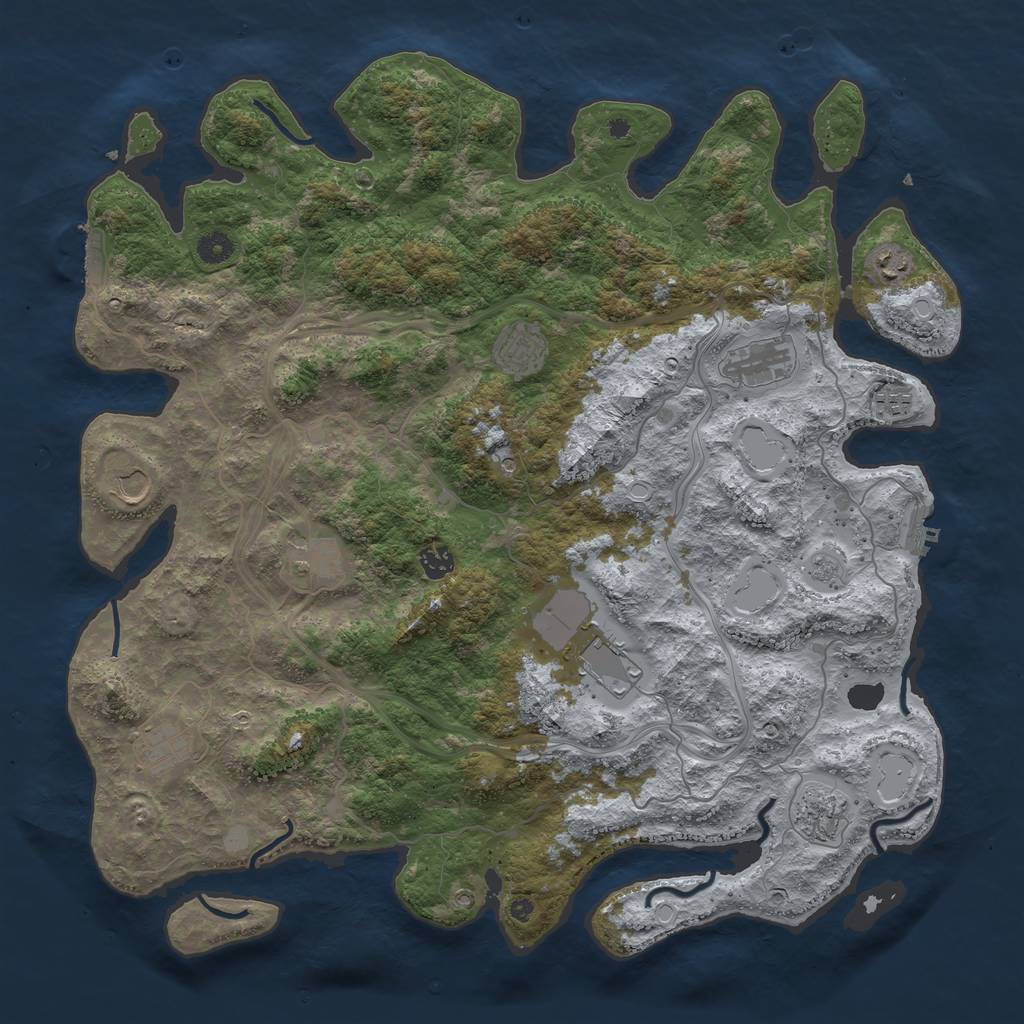 Rust Map: Procedural Map, Size: 4500, Seed: 2072780326, 19 Monuments