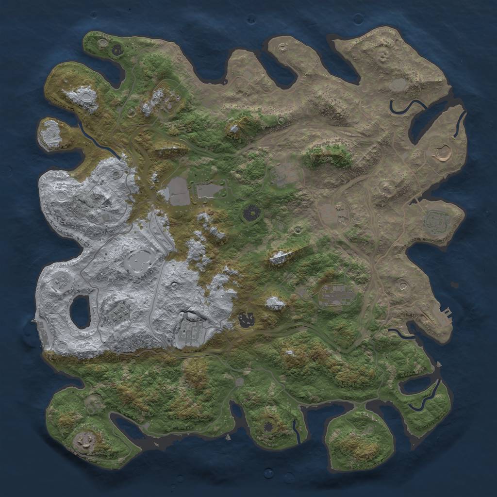 Rust Map: Procedural Map, Size: 4500, Seed: 1205375167, 20 Monuments