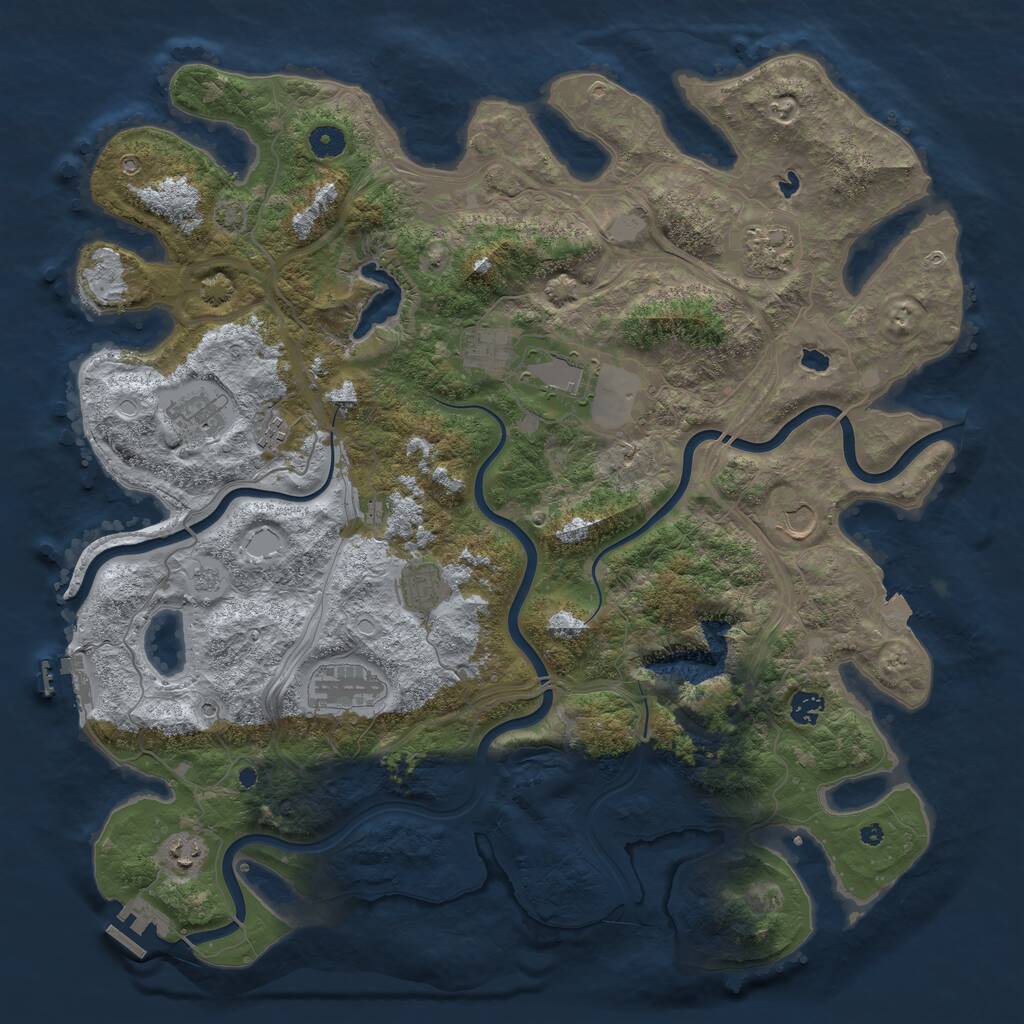 Rust Map: Procedural Map, Size: 4500, Seed: 1205375167, 16 Monuments