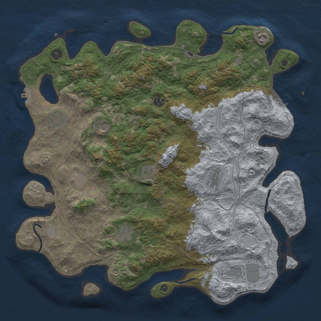 Rust Map: Procedural Map, Size: 4500, Seed: 154484539, 19 Monuments
