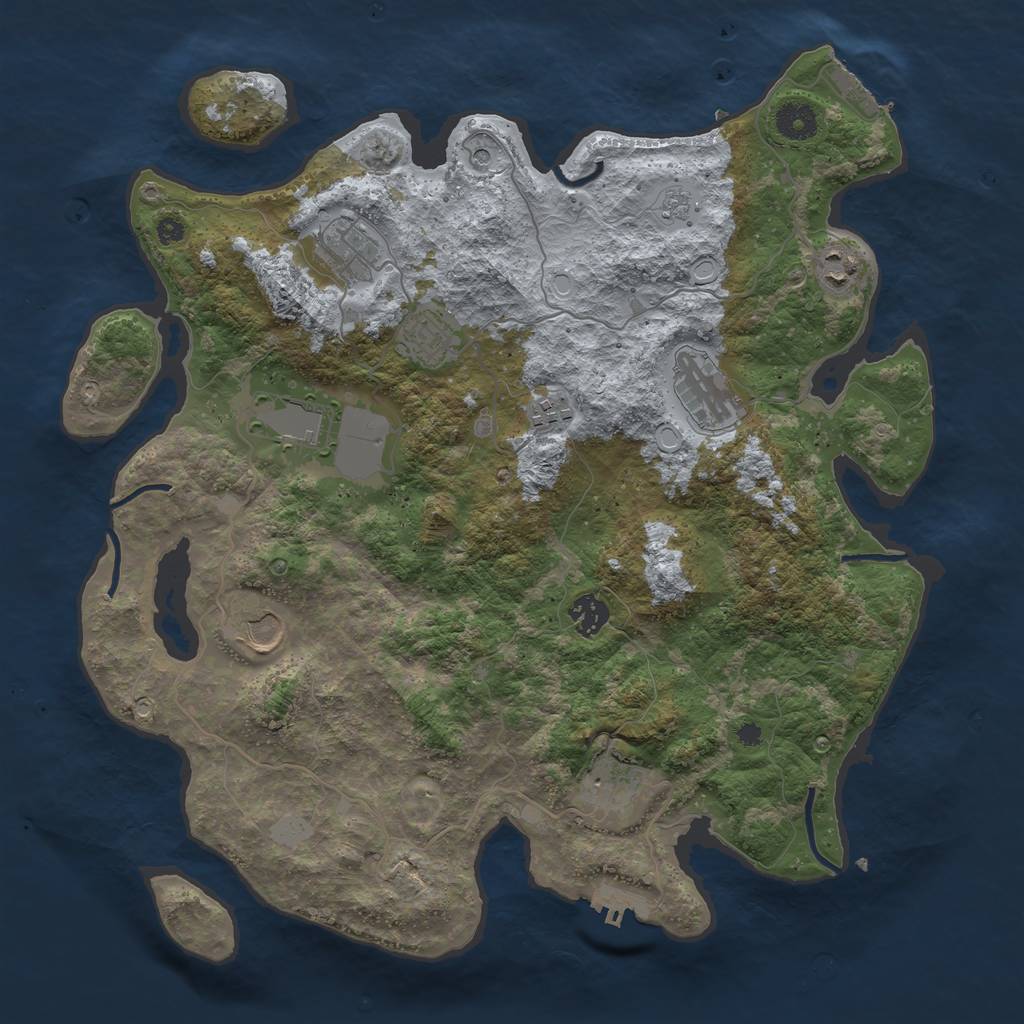 Rust Map: Procedural Map, Size: 3850, Seed: 18417178, 18 Monuments