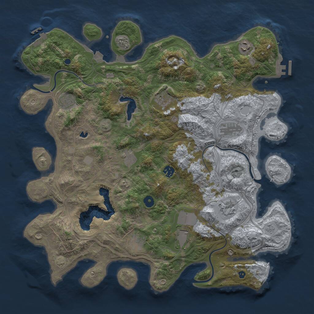 Rust Map: Procedural Map, Size: 4300, Seed: 1196869889, 16 Monuments