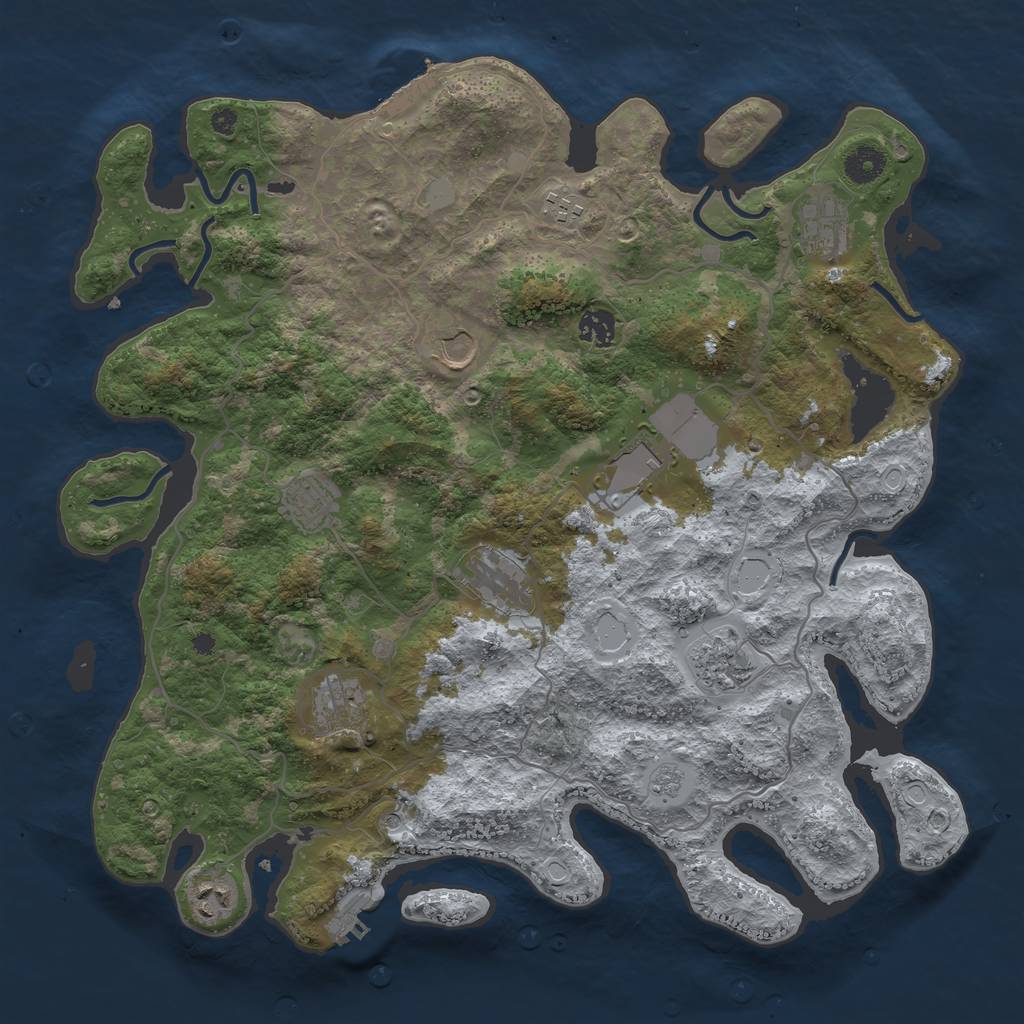 Rust Map: Procedural Map, Size: 4000, Seed: 28557, 19 Monuments
