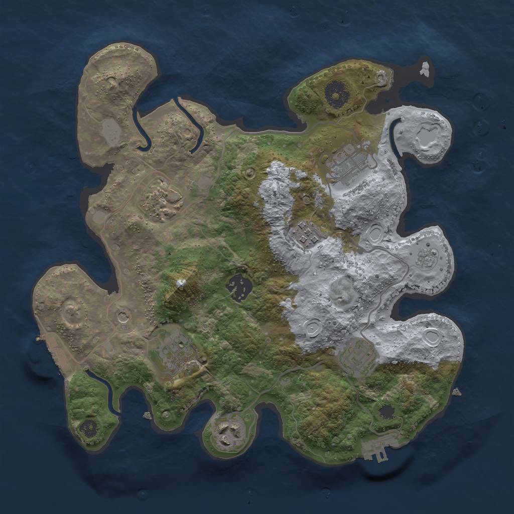 Rust Map: Procedural Map, Size: 3000, Seed: 129837301, 16 Monuments