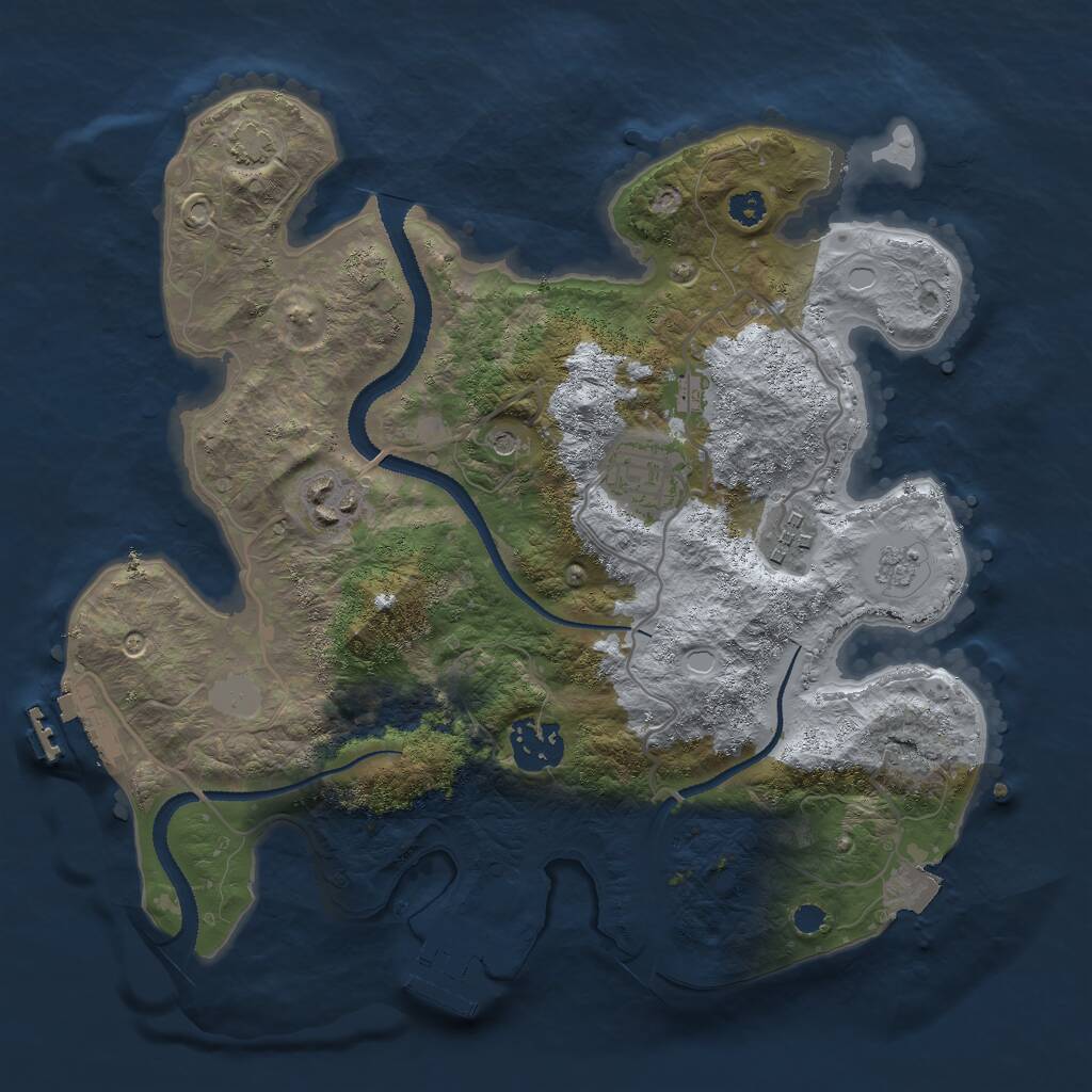 Rust Map: Procedural Map, Size: 3000, Seed: 129837301, 10 Monuments