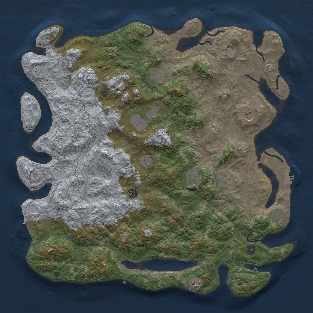 Rust Map: Procedural Map, Size: 4800, Seed: 1281274443, 20 Monuments