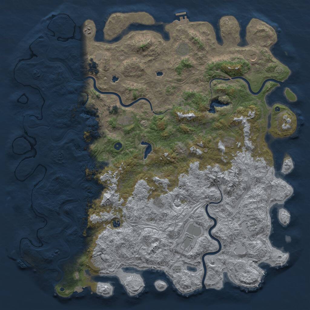 Rust Map: Procedural Map, Size: 6000, Seed: 898175764, 17 Monuments
