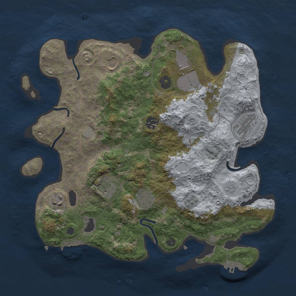 Rust Map: Procedural Map, Size: 3500, Seed: 233659167, 17 Monuments
