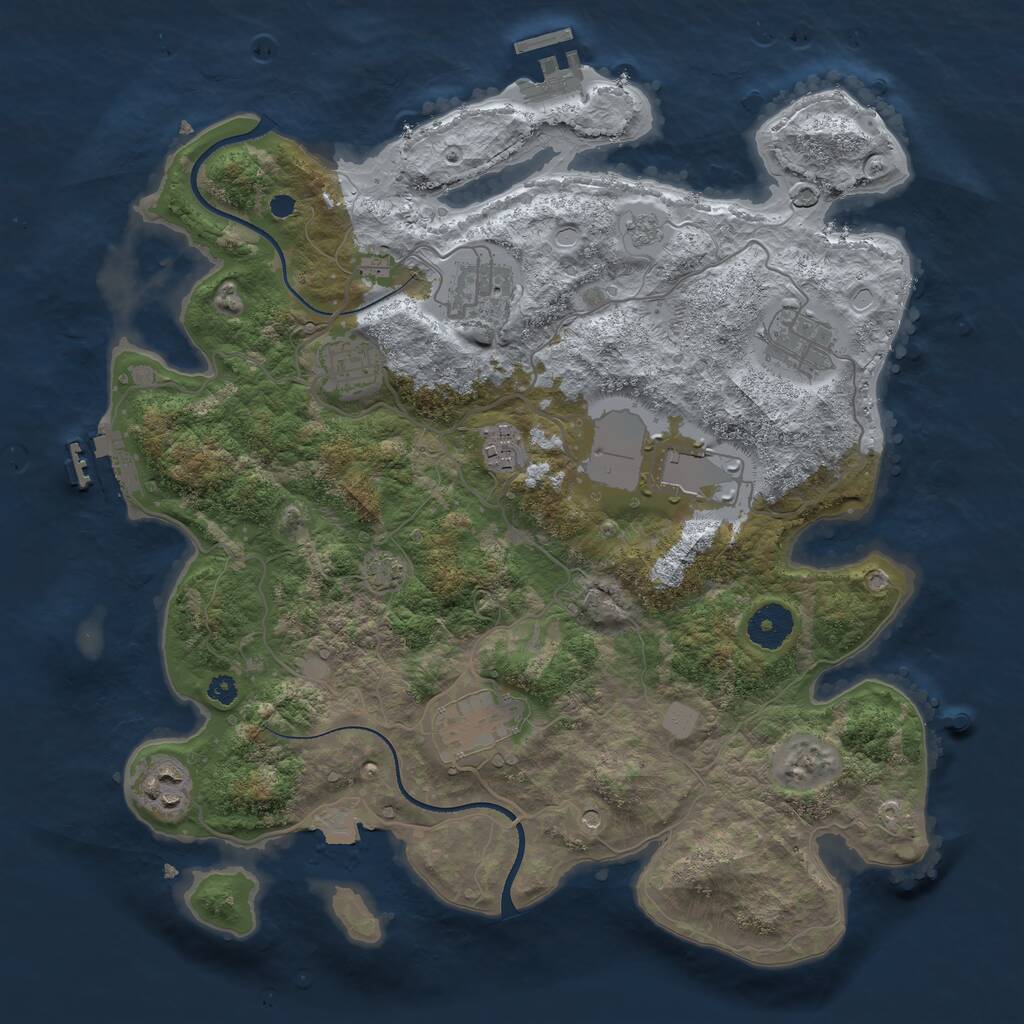 Rust Map: Procedural Map, Size: 3500, Seed: 67885721, 13 Monuments