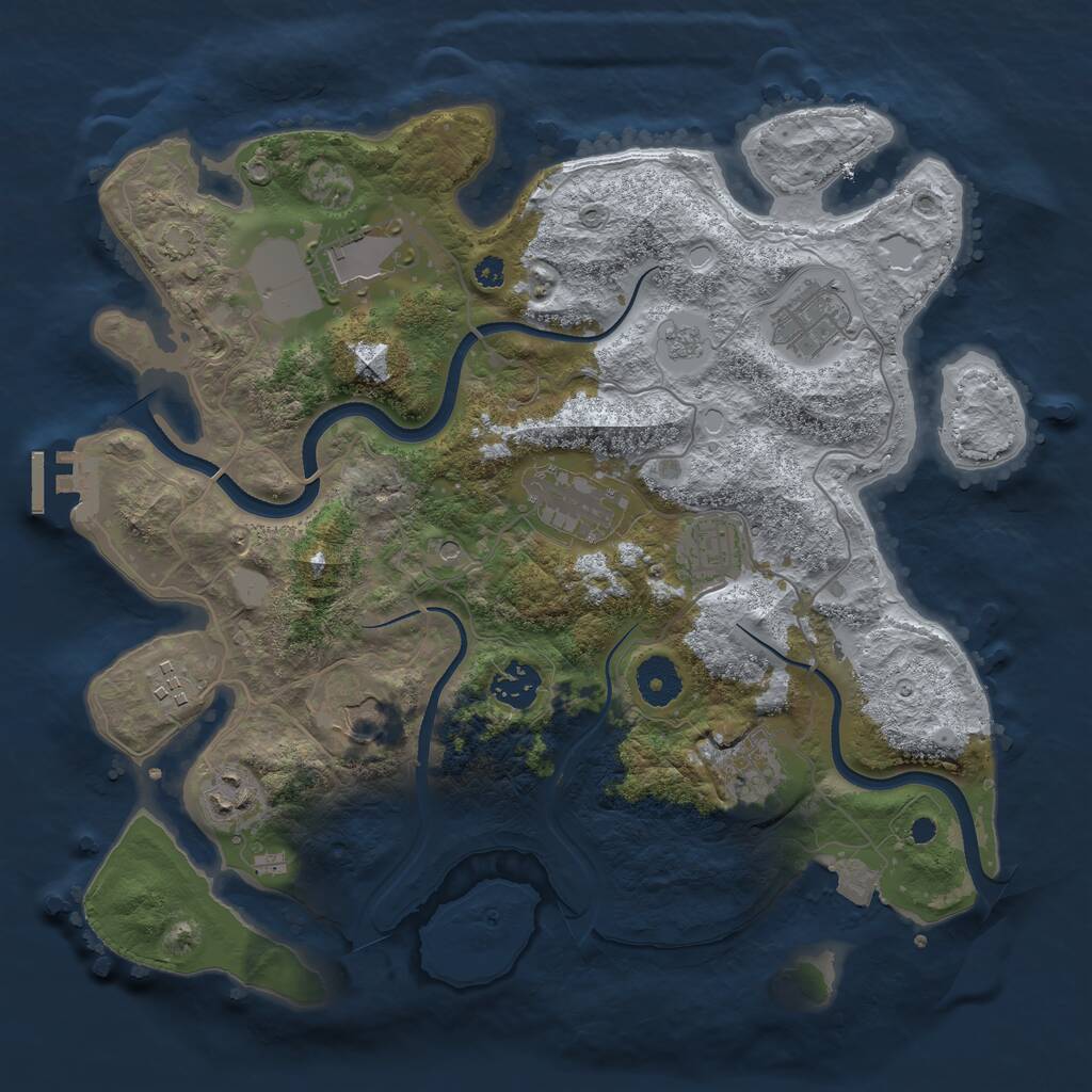 Rust Map: Procedural Map, Size: 3500, Seed: 11525827, 14 Monuments