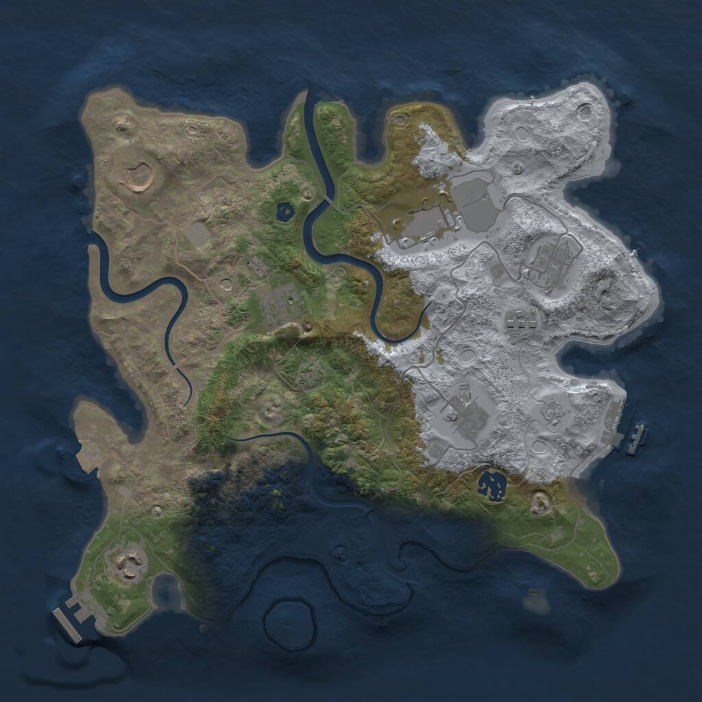 Rust Map: Procedural Map, Size: 3550, Seed: 21461225, 14 Monuments