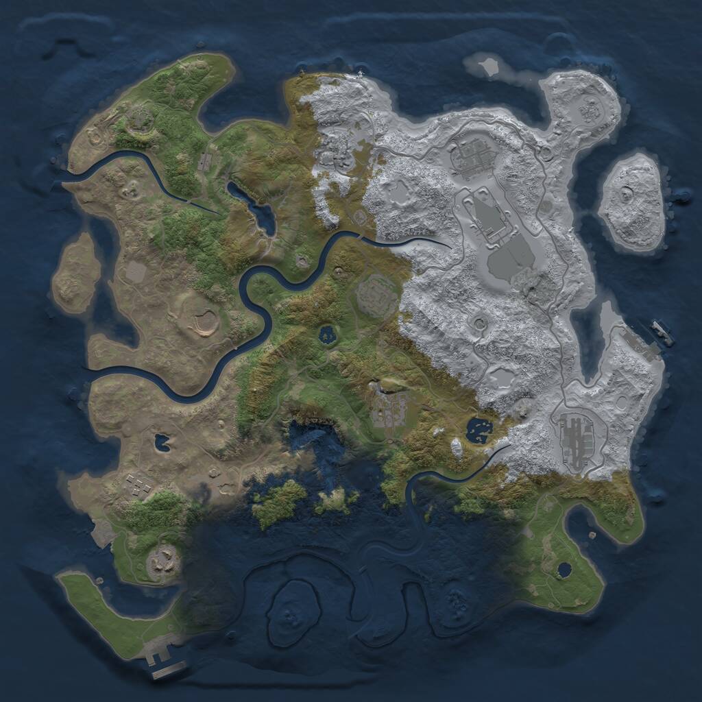 Rust Map: Procedural Map, Size: 4000, Seed: 104903470, 17 Monuments