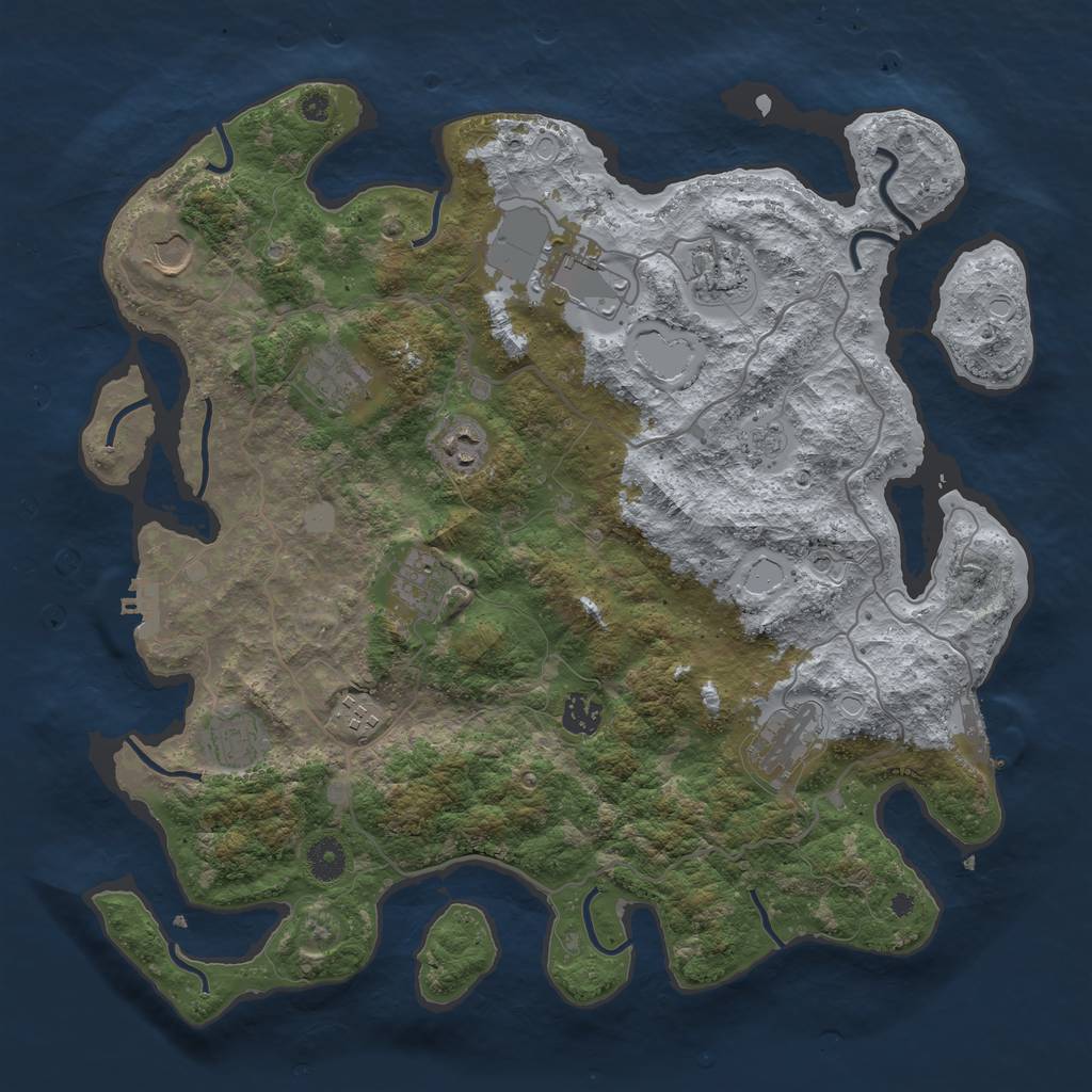 Rust Map: Procedural Map, Size: 4000, Seed: 104903470, 19 Monuments