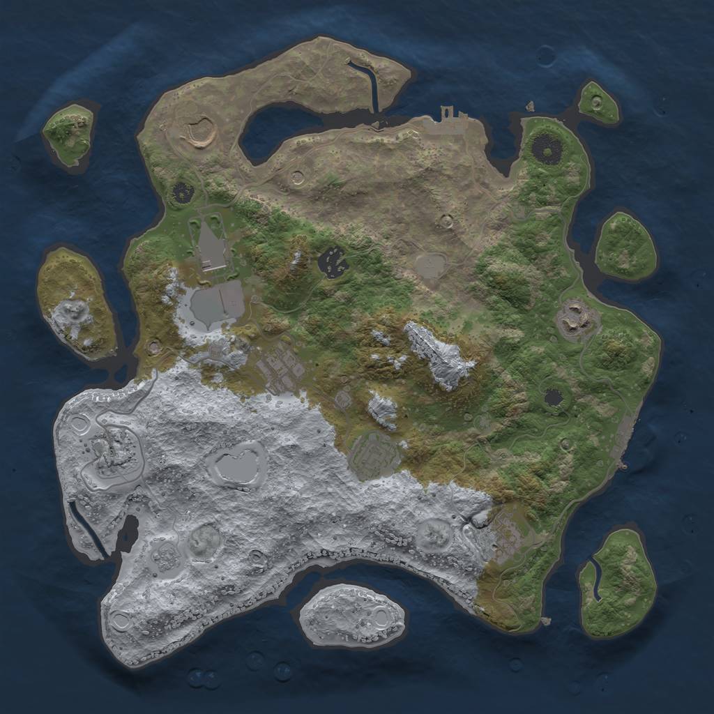 Rust Map: Procedural Map, Size: 3500, Seed: 1815027161, 17 Monuments